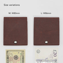 Load image into Gallery viewer, Kamino slim bifold wallet comes in two sizes to fit larger banknotes such as EUR and GBP.
